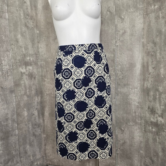 Vintage 60s Handmade 2 Piece Skirt Set S Navy White Floral Mod Sleeveless Top - Picture 4 of 10